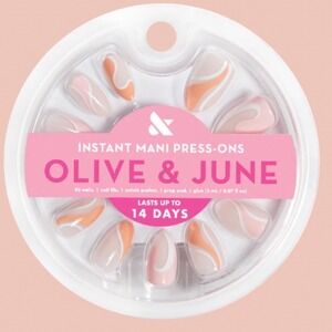 Olive & June Instant Mani Press-On Nails Almond Medium Pink Swirl  42ct